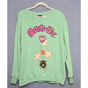 Vintage Kirby Pixel Art Crewneck Sweatshirt Mint Green Nintendo 1993 Size 2XL